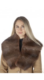 Dark brown polecat fur collar